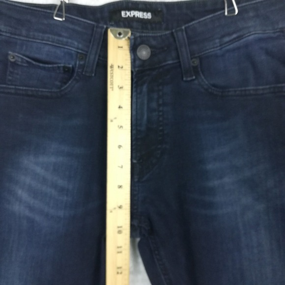 Express Mens Jeans Skinny Blue Denim Whiskering Stone Wash 32x32 - Picture 3 of 11